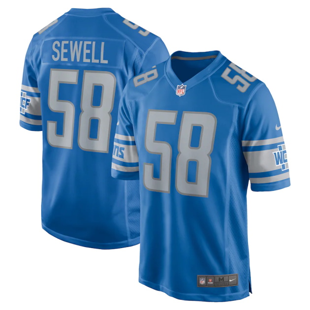 mens nike penei sewell blue detroit lions game jersey